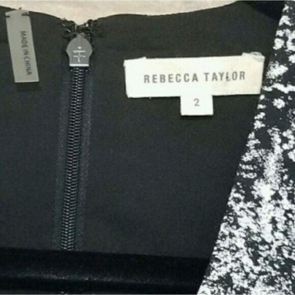 Rebecca Taylor Jacquard Monochrome Fit Flare Dress Size 2 - Picture 5 of 7